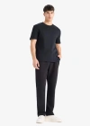 Regular Fit Eşofman Altı İçi Polarlı Basic Düz Cepli Beli Bağcıklı Düz Paça Siyah