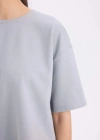 Relax Fit Bisiklet Yaka Basic Düz Kısa Kollu Tişört Gri