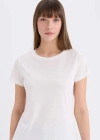 Relax Fit Bisiklet Yaka Kısa Kollu Tişört W7299AZ22SM Beyaz