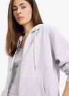 Relax Fit Kapüşonlu Cepli Basic Düz Fermuarlı Sweatshirt