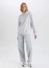 Relax Fit Kapüşonlu Kalın Basic Düz Sweatshirt D9935AX24WN