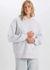 Relax Fit Kapüşonlu Kalın Basic Düz Sweatshirt D9935AX24WN