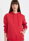 Relax Fit Kapüşonlu Kanguru Cepli Kalın Basic Düz Sweatshirt
