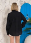 Relax fit keten gömlek siyah s255349
