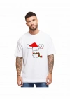 Ren Geyiği baskılı Noel İçin T-shirt - Beyaz