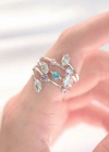 Renkli Zirkon Taşlı Silver Renk Ayarlanabilir Yüzük