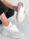 Rimay Beyaz Cilt Boncuk İşlemeli Spor Ayakkabı