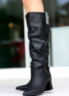 Roksa Siyah Cilt Topuklu Çizme