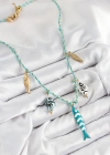 Seramik Motifli Balık Figürlü Model Mavi İp Kadın Kolye