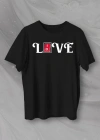 Sevgililer Günü İçin Özel Tasarım Love Baskılı T-shirt - Siyah