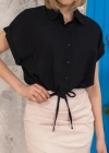 Sıfır kollu bağlamalı crop gömlek siyah s255359