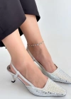 Sione Gümüş Cilt Topuklu Ayakkabı