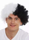 Siyah Beyaz Kıvırcık Afro Bonus Peruk Taraftar Bonus Saç
