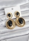 Siyah Sallantılı Damla Model Gold Renk Vintage Kadın Küpe