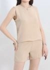 Şortlu Ayrobin takım bej