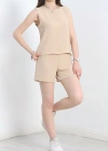 Şortlu Ayrobin takım bej