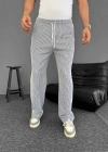 Su Yolu Çizgili Cepli Pantalon Yazlık - Gri