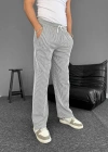 Su Yolu Çizgili Cepli Pantalon Yazlık - Gri