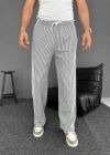 Su Yolu Çizgili Cepli Pantalon Yazlık - Gri