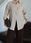 Tek cepli müslin gömlek bej pt