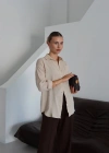 Tek cepli müslin gömlek bej pt
