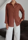 Tek cepli müslin gömlek kahve pt
