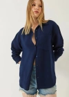 Tek cepli müslin gömlek lacivert pt