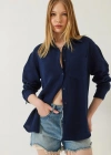 Tek cepli müslin gömlek lacivert pt