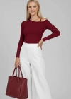 Tek Omuz İpli Bluz Bordo t4328