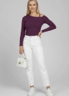 Tek Omuz İpli Bluz Mürdüm T4328