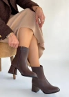 Tendy Kahverengi Cilt Topuklu Bot