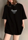 Thousand Ön Arka Baskılı Oversize Bisiklet Yaka T-shirt - Siyah
