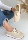 Tone Bej Cilt Bağcıklı Spor Ayakkabı