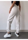 Üç İplik Basic Lastikli Eşofman Pantolon - Beyaz