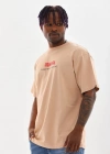 Unisex Baskılı Oversize T-Shirt - Bej