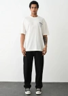 Unisex Baskılı Oversize T-Shirt - Beyaz