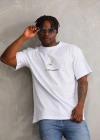 Unisex Baskılı Oversize T-Shirt - Beyaz