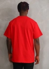 Unisex Baskılı Oversize T-Shirt - Kırmızı