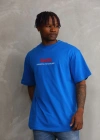 Unisex Baskılı Oversize T-Shirt - Mavi