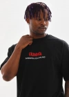 Unisex Baskılı Oversize T-Shirt - Siyah