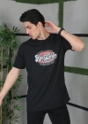 Unisex Baskılı Oversize T-Shirt - Siyah