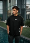 Unisex Baskılı Oversize T-Shirt - Siyah