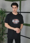 Unisex Baskılı Oversize T-Shirt - Siyah