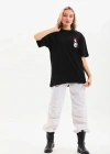 Unisex Baskılı Oversize T-Shirt - Siyah