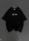Unisex Baskılı Oversize T-Shirt - Siyah