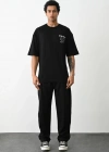 Unisex Baskılı Oversize T-Shirt - Siyah