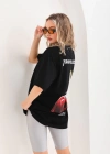 Unisex Baskılı Oversize T-Shirt - Siyah
