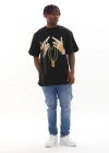 Unisex Baskılı Oversize T-Shirt - Siyah