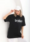Unisex Baskılı Oversize T-Shirt - Siyah
