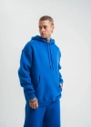 Unisex Double Oversize Kapşonlu Basic SweatShirt - Mavi